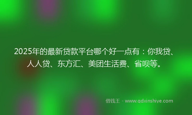 2025年的最新贷款平台哪个好一点有：你我贷、人人贷、东方汇、美团生活费、省呗等。