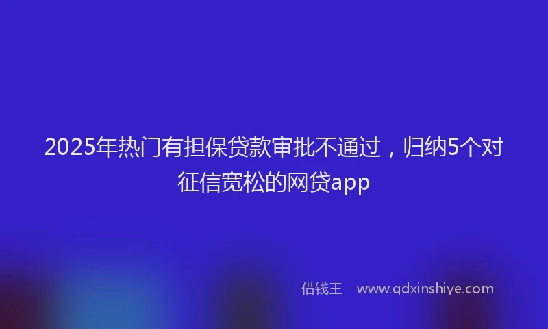 2025年热门有担保贷款审批不通过，归纳5个对征信宽松的网贷app