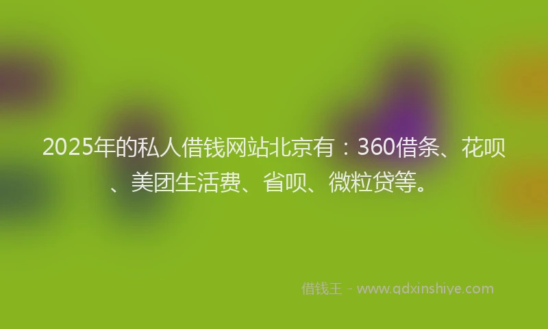2025年的私人借钱网站北京有：360借条、花呗、美团生活费、省呗、微粒贷等。