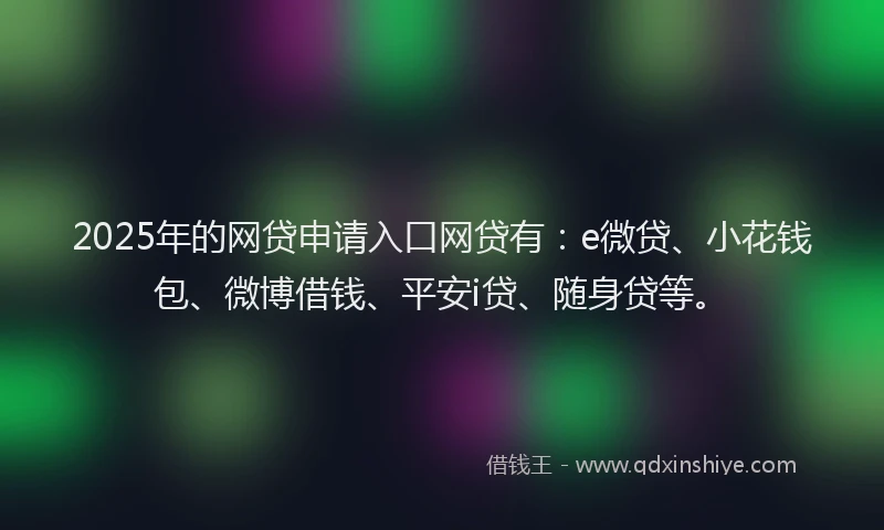 2025年的网贷申请入口网贷有：e微贷、小花钱包、微博借钱、平安i贷、随身贷等。