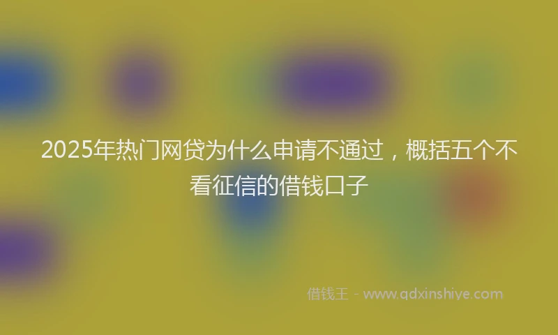 2025年热门网贷为什么申请不通过，概括五个不看征信的借钱口子