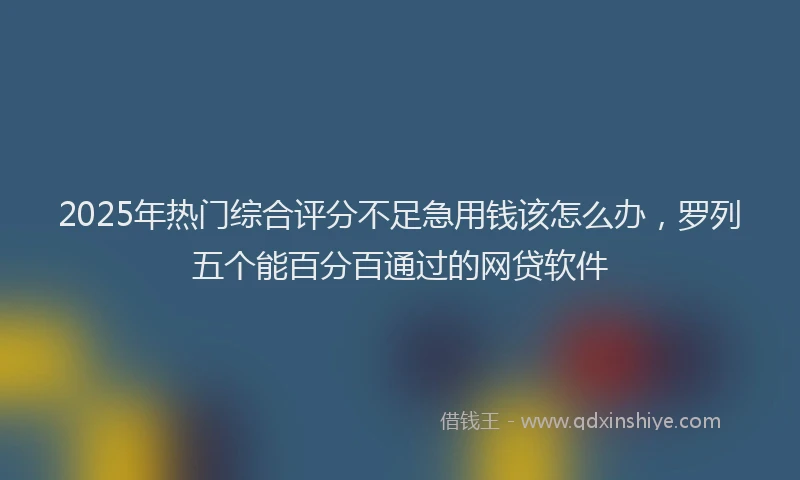 2025年热门综合评分不足急用钱该怎么办，罗列五个能百分百通过的网贷软件