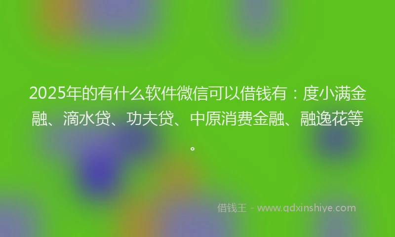 2025年的有什么软件微信可以借钱有：度小满金融、滴水贷、功夫贷、中原消费金融、融逸花等。