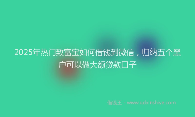 2025年热门致富宝如何借钱到微信，归纳五个黑户可以做大额贷款口子