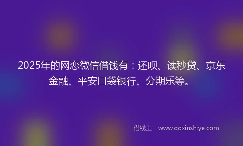 2025年的网恋微信借钱有：还呗、读秒贷、京东金融、平安口袋银行、分期乐等。