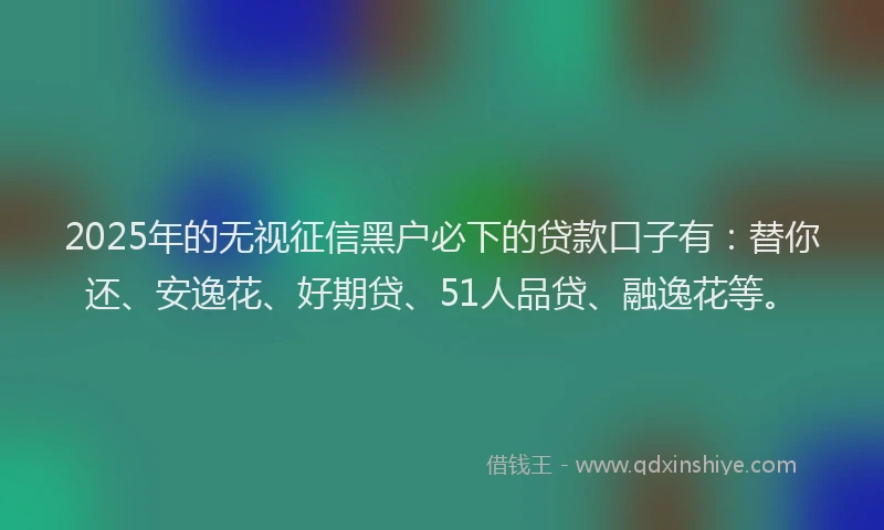 2025年的无视征信黑户必下的贷款口子有：替你还、安逸花、好期贷、51人品贷、融逸花等。