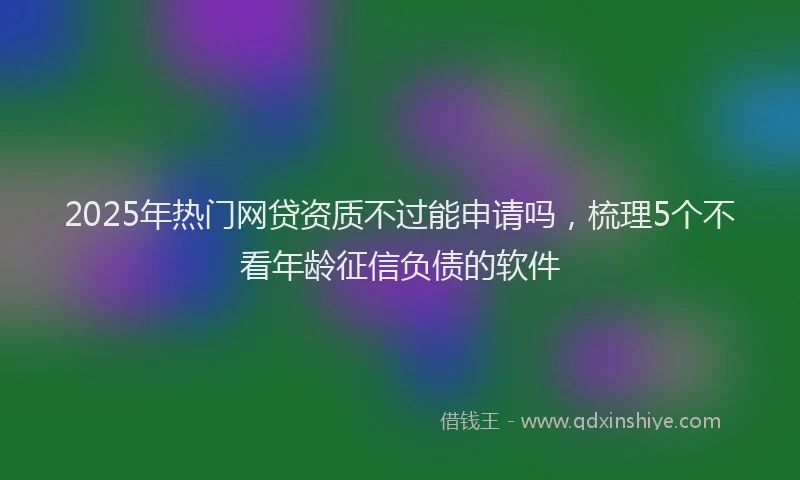 2025年热门网贷资质不过能申请吗，梳理5个不看年龄征信负债的软件