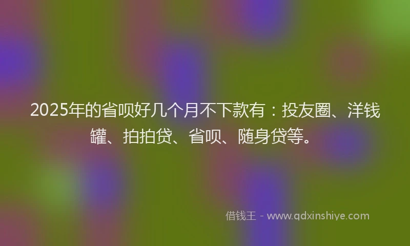 2025年的省呗好几个月不下款有：投友圈、洋钱罐、拍拍贷、省呗、随身贷等。