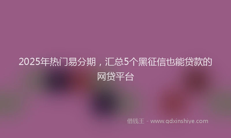 2025年热门易分期，汇总5个黑征信也能贷款的网贷平台