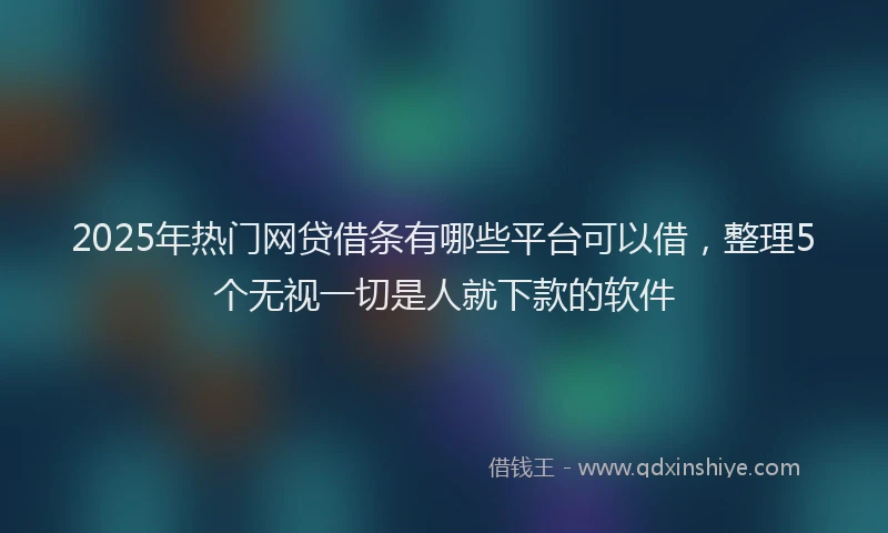 2025年热门网贷借条有哪些平台可以借，整理5个无视一切是人就下款的软件