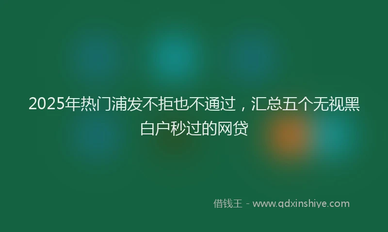 2025年热门浦发不拒也不通过，汇总五个无视黑白户秒过的网贷