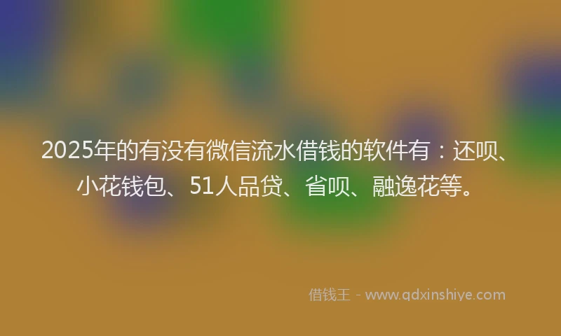 2025年的有没有微信流水借钱的软件有：还呗、小花钱包、51人品贷、省呗、融逸花等。