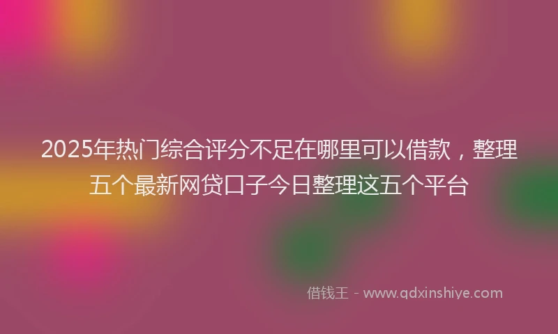 2025年热门综合评分不足在哪里可以借款，整理五个最新网贷口子今日整理这五个平台