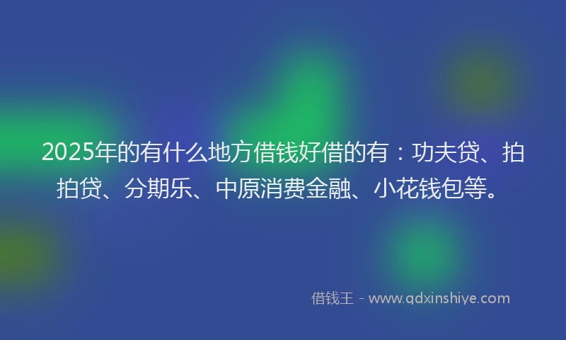 2025年的有什么地方借钱好借的有：功夫贷、拍拍贷、分期乐、中原消费金融、小花钱包等。
