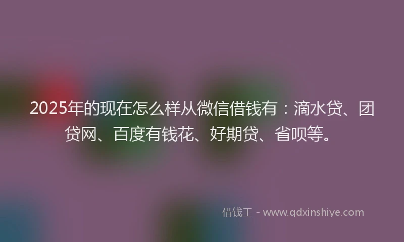 2025年的现在怎么样从微信借钱有：滴水贷、团贷网、百度有钱花、好期贷、省呗等。