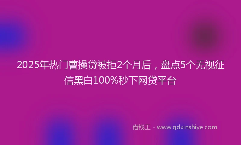 2025年热门曹操贷被拒2个月后，盘点5个无视征信黑白100%秒下网贷平台