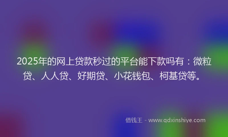 2025年的网上贷款秒过的平台能下款吗有：微粒贷、人人贷、好期贷、小花钱包、柯基贷等。