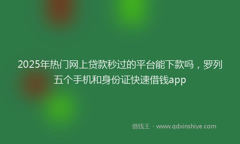 2025年热门网上贷款秒过的平台能下款吗，罗列五个手机和身份证快速借钱app