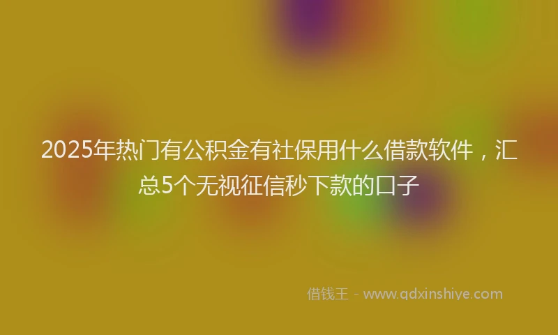 2025年热门有公积金有社保用什么借款软件，汇总5个无视征信秒下款的口子