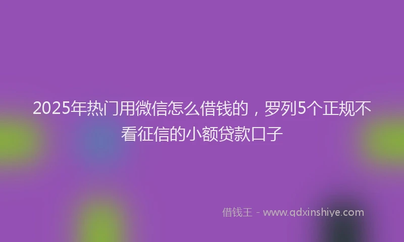 2025年热门用微信怎么借钱的，罗列5个正规不看征信的小额贷款口子