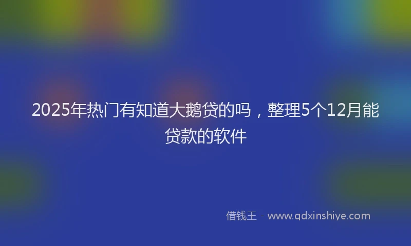 2025年热门有知道大鹅贷的吗，整理5个12月能贷款的软件