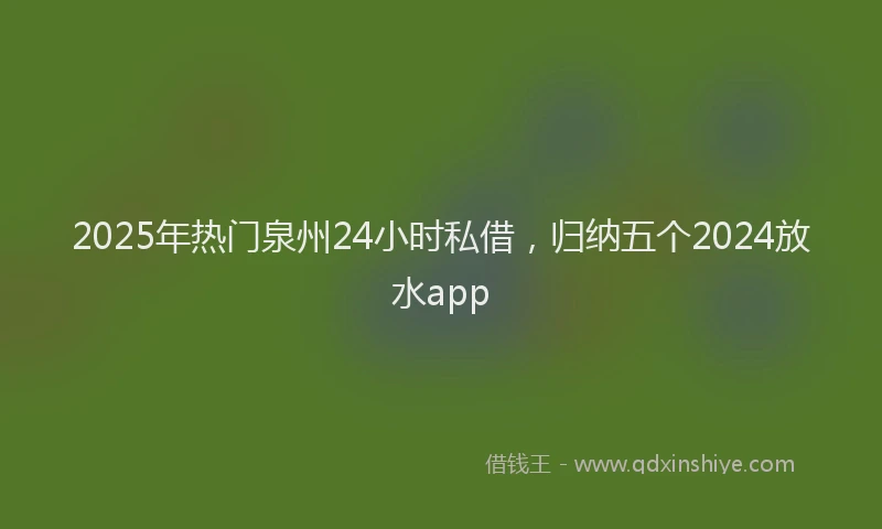 2025年热门泉州24小时私借，归纳五个2024放水app