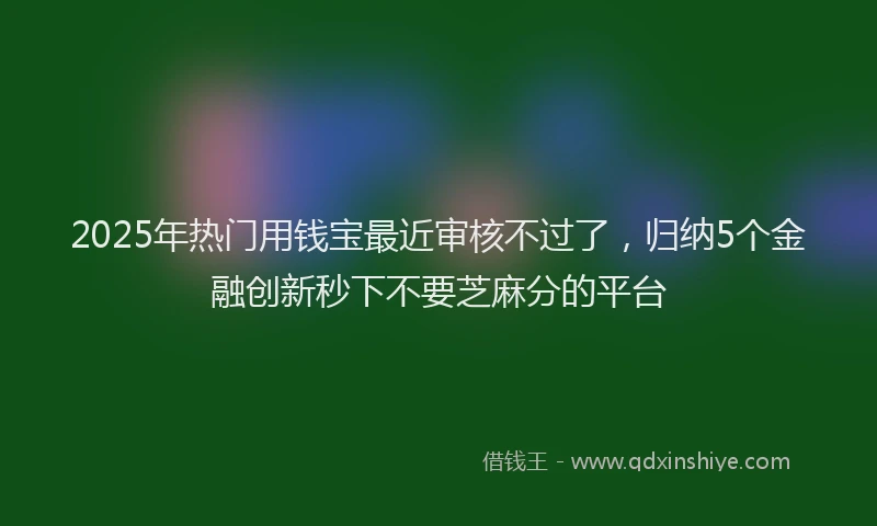 2025年热门用钱宝最近审核不过了，归纳5个金融创新秒下不要芝麻分的平台
