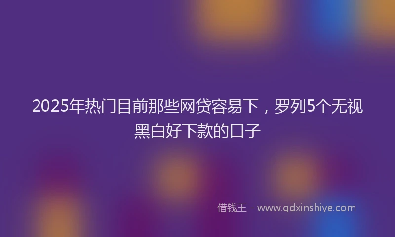 2025年热门目前那些网贷容易下，罗列5个无视黑白好下款的口子