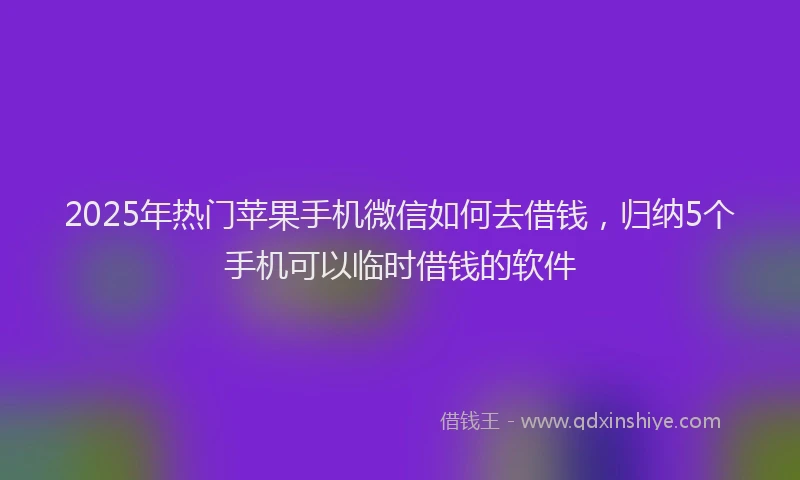 2025年热门苹果手机微信如何去借钱，归纳5个手机可以临时借钱的软件