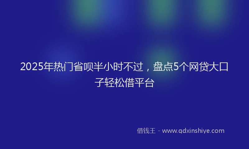 2025年热门省呗半小时不过，盘点5个网贷大口子轻松借平台