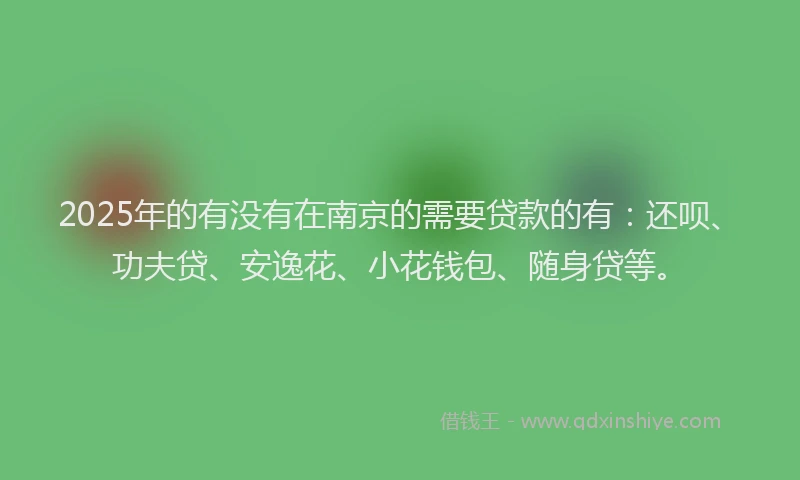 2025年的有没有在南京的需要贷款的有：还呗、功夫贷、安逸花、小花钱包、随身贷等。