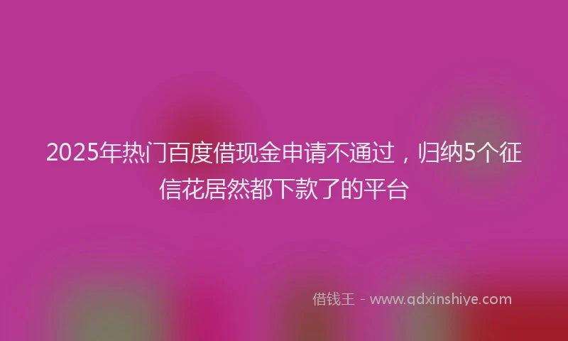 2025年热门百度借现金申请不通过，归纳5个征信花居然都下款了的平台
