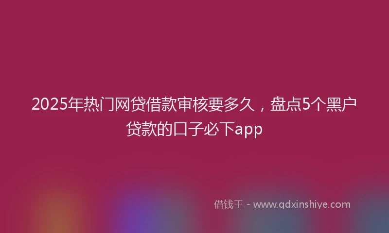 2025年热门网贷借款审核要多久，盘点5个黑户贷款的口子必下app