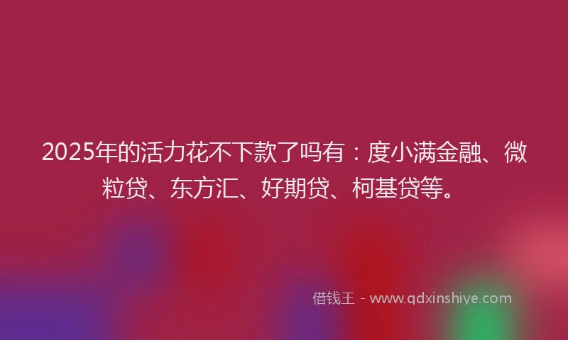2025年的活力花不下款了吗有：度小满金融、微粒贷、东方汇、好期贷、柯基贷等。