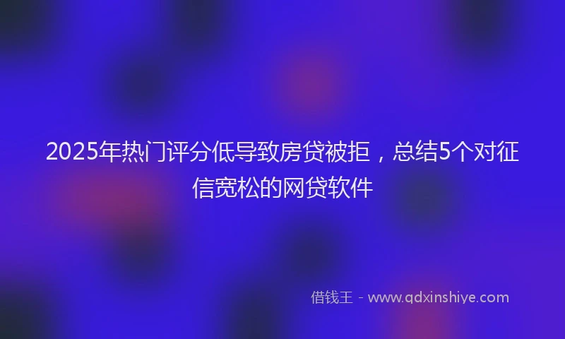 2025年热门评分低导致房贷被拒，总结5个对征信宽松的网贷软件