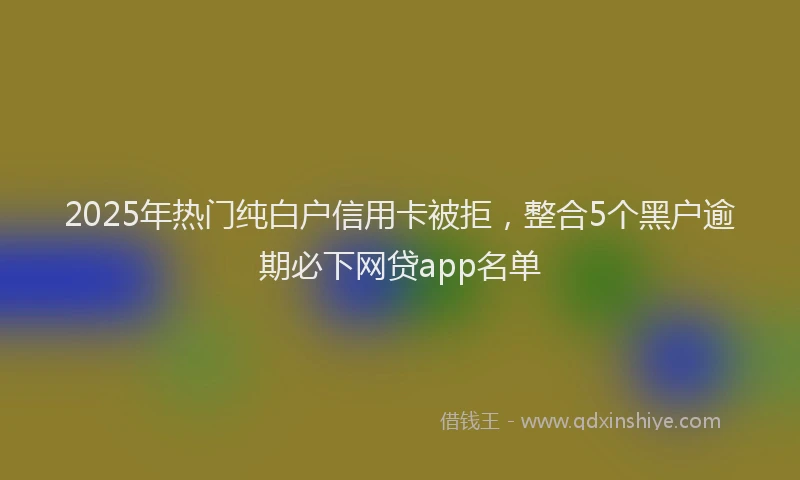 2025年热门纯白户信用卡被拒，整合5个黑户逾期必下网贷app名单