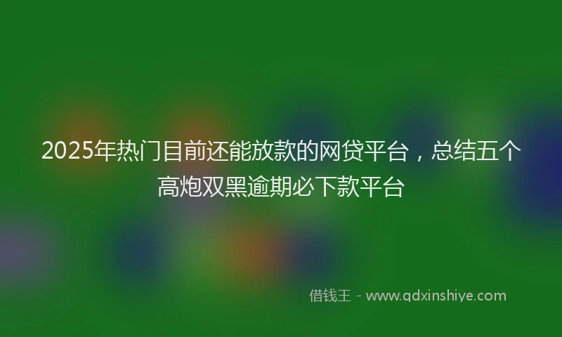 2025年热门目前还能放款的网贷平台，总结五个高炮双黑逾期必下款平台