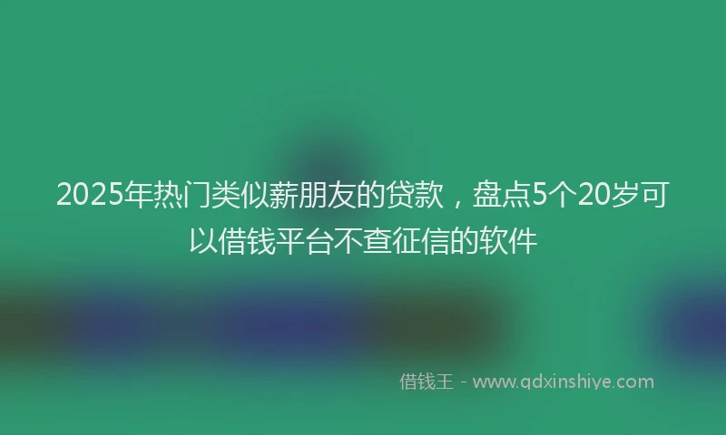 2025年热门类似薪朋友的贷款，盘点5个20岁可以借钱平台不查征信的软件