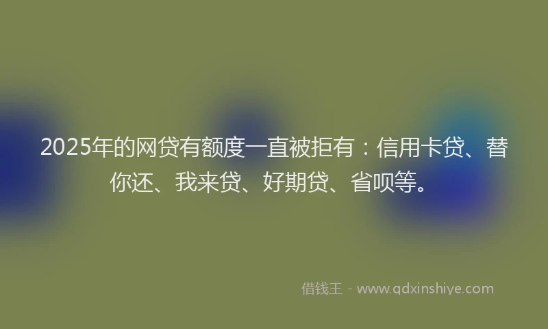 2025年的网贷有额度一直被拒有：信用卡贷、替你还、我来贷、好期贷、省呗等。