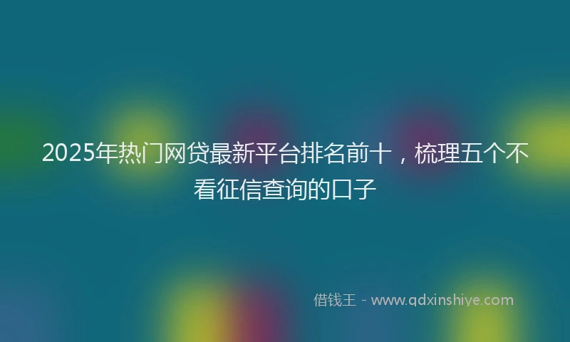 2025年热门网贷最新平台排名前十，梳理五个不看征信查询的口子