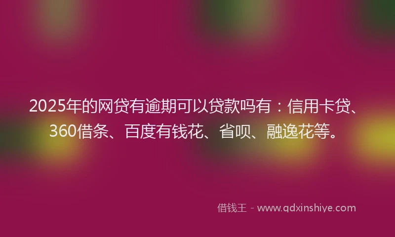 2025年的网贷有逾期可以贷款吗有：信用卡贷、360借条、百度有钱花、省呗、融逸花等。