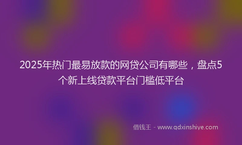 2025年热门最易放款的网贷公司有哪些，盘点5个新上线贷款平台门槛低平台