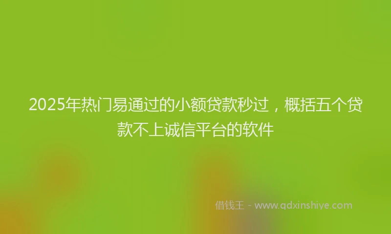 2025年热门易通过的小额贷款秒过，概括五个贷款不上诚信平台的软件