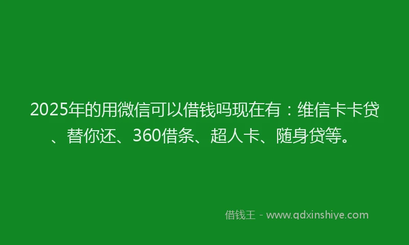 2025年的用微信可以借钱吗现在有：维信卡卡贷、替你还、360借条、超人卡、随身贷等。