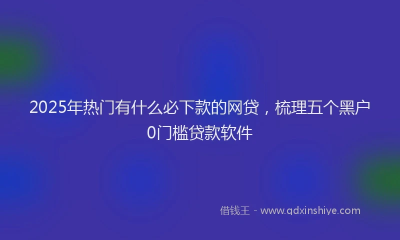 2025年热门有什么必下款的网贷，梳理五个黑户0门槛贷款软件