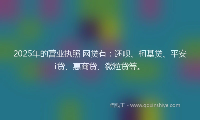 2025年的营业执照 网贷有：还呗、柯基贷、平安i贷、惠商贷、微粒贷等。