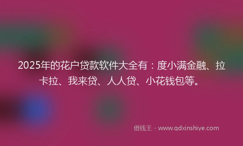 2025年的花户贷款软件大全有：度小满金融、拉卡拉、我来贷、人人贷、小花钱包等。