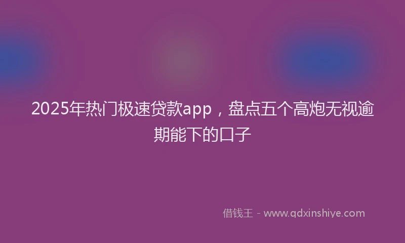 2025年热门极速贷款app，盘点五个高炮无视逾期能下的口子