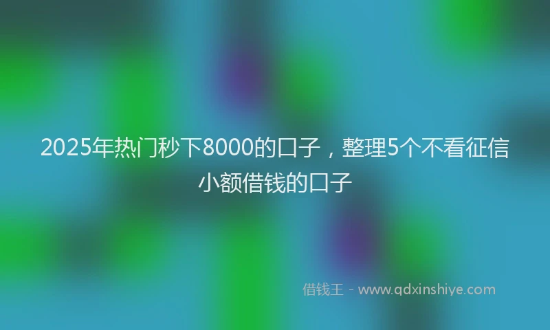 2025年热门秒下8000的口子，整理5个不看征信小额借钱的口子