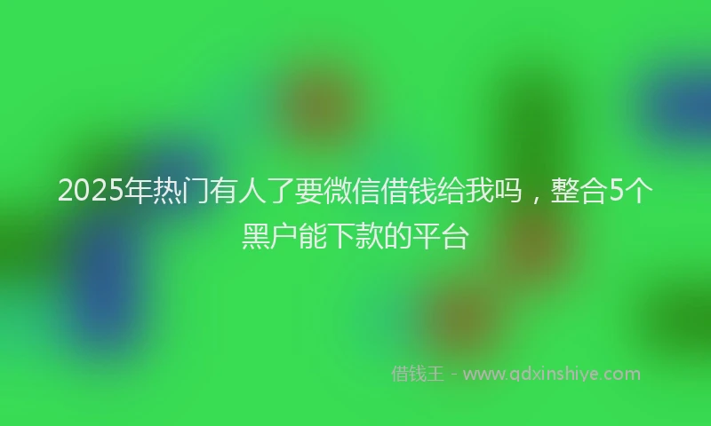 2025年热门有人了要微信借钱给我吗，整合5个黑户能下款的平台